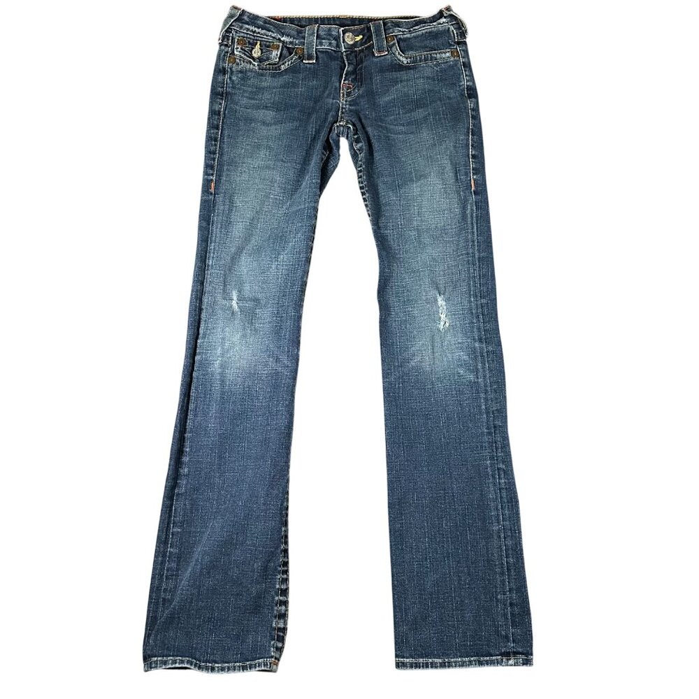 True Religion Y2K Womens 29 Billy Denim Blue Jeans Low Rise Straight Leg USA